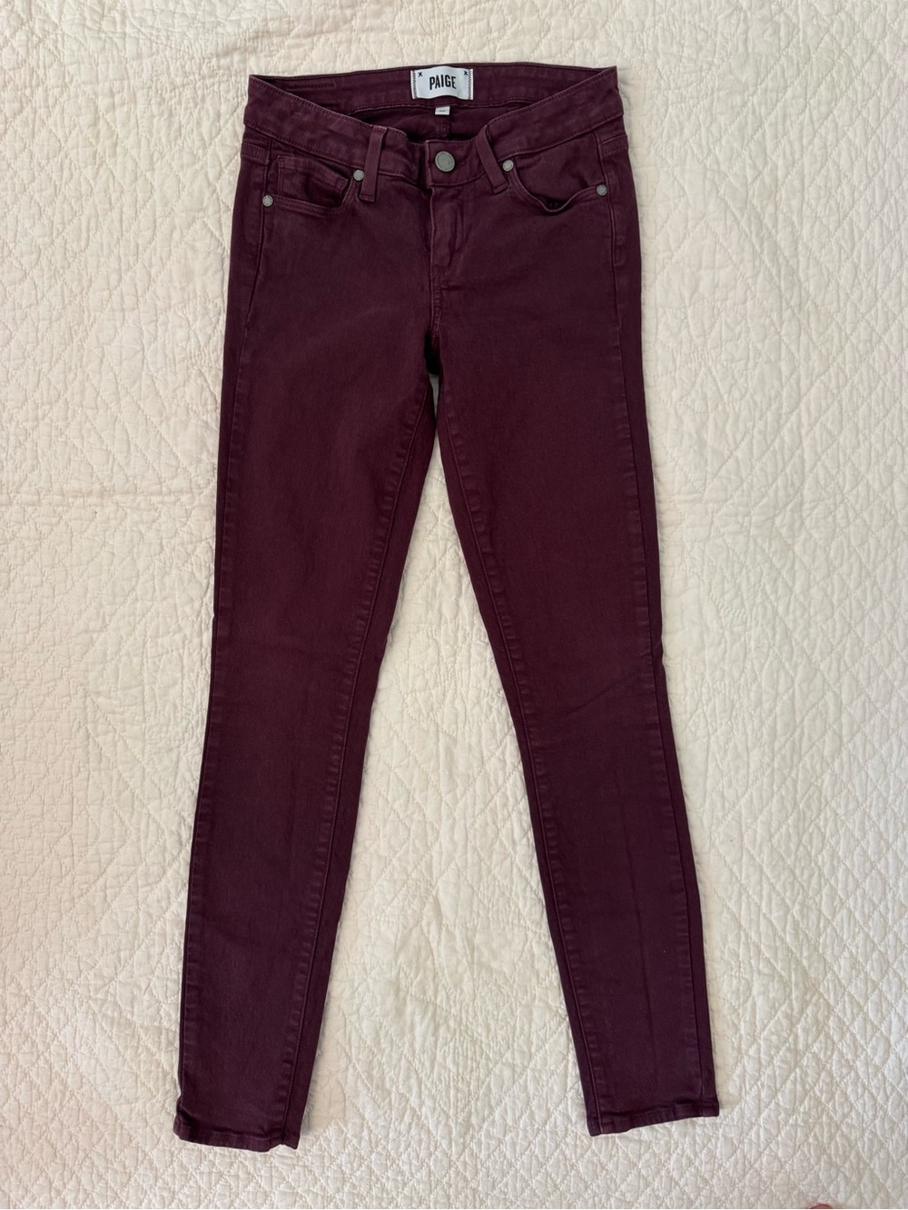PAIGE Wine-Colored Skinny Jeans
